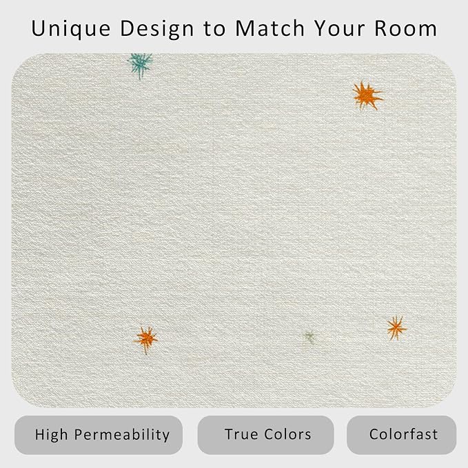 Mid Century Modern Rug Large 7x10 50s 60s Retro Starburst Pattern Area Rugs for Living Room, Bedroom, Mid Century Modern Home Decor Accessories Indoor Carpet, Non Slip & Machine Washable