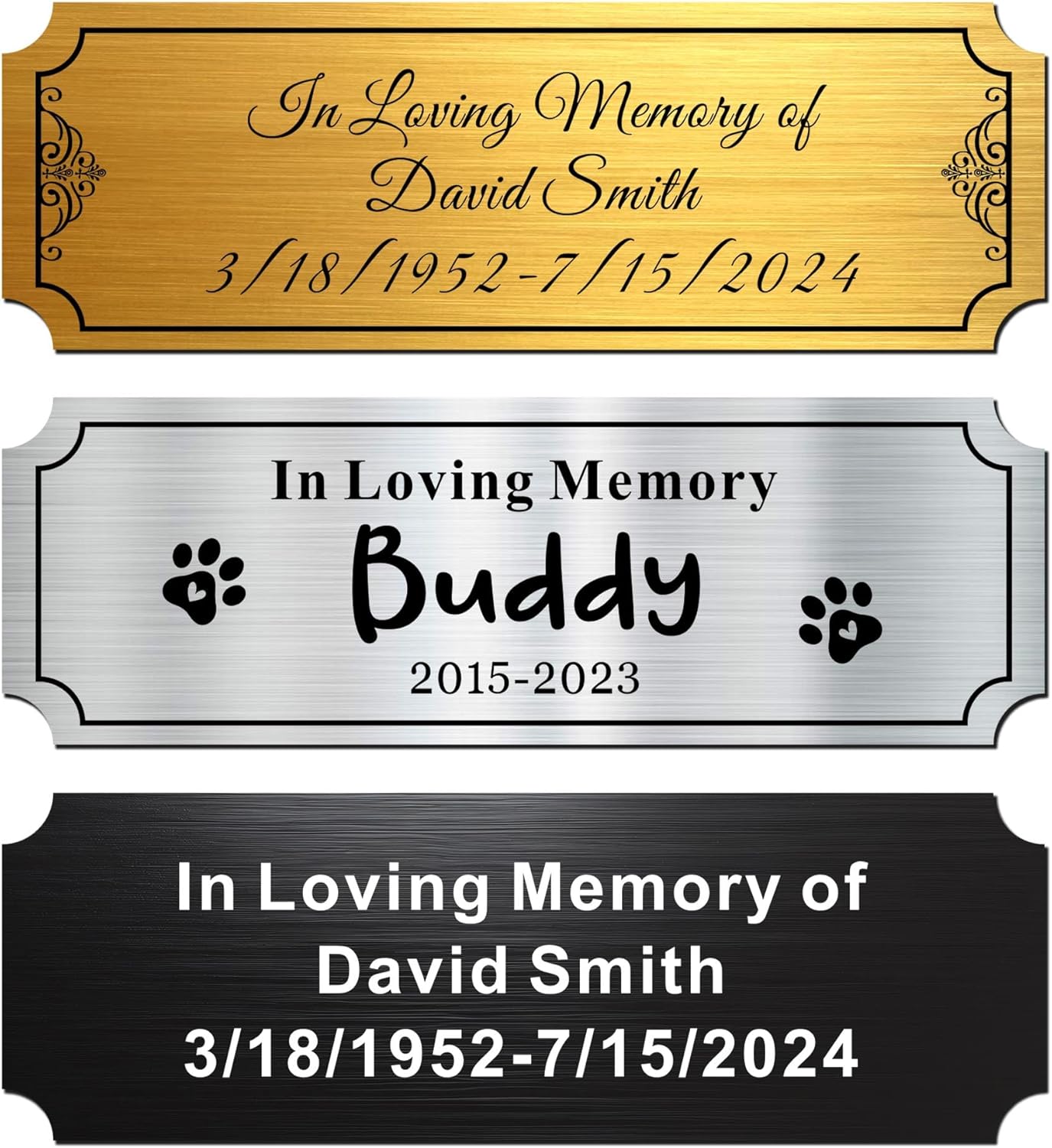 Skiennix Engraved Name Plate - Custom Brass Urn Plate with Adhesive Backing | 1" x 3" Black Design