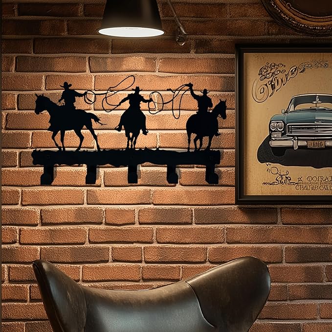 ZORISE Western Cowboy Coat Hooks - Wall Art Decor and Key Holder, Clothes, Hat, and Backpack Hanger, Sweet Home Storage Decor for Entryway, Hallway, Office, Kitchen, and Living Room