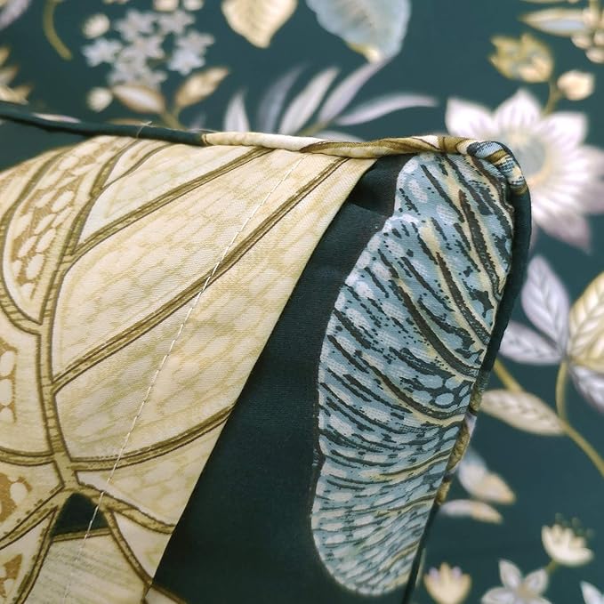 FADFAY Sheets Set Queen Teal Elegant Floral Sheets Tropical Plam Leave Sunflower Bedding 800 Thread Count Luxury Summer Bedding 100% Egyptian Cotton Deep Pocket Bed Sheets Set, 4 Pieces-Queen Size