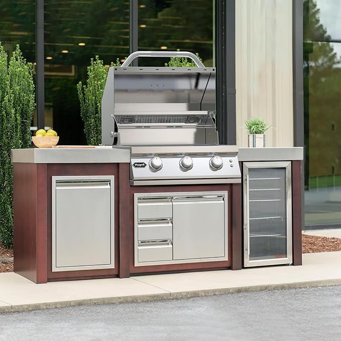 Hygrill Premium XTR 3-Burner Built In Grill, Stainless Steel Grill Head for Outdoor Kitchen with LED Lights, Liquid Propane