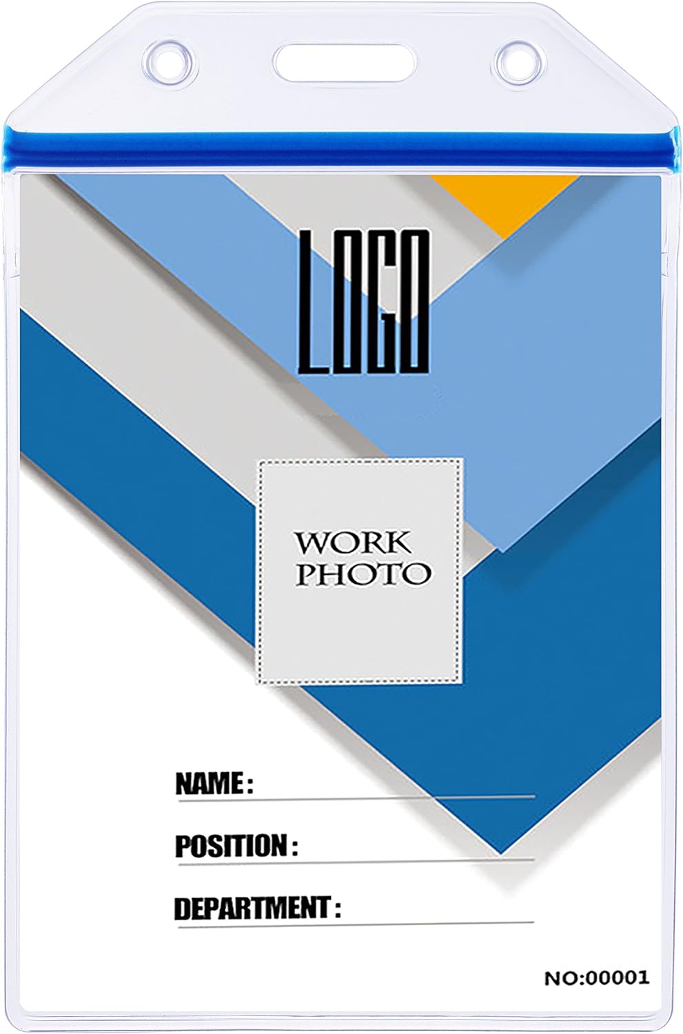 Wisdompro Vertical Extra Thick Clear ID Badge Holders - 10 Pack with Resealable Zip | Blue Zip (4-1/8" x 2-7/8")