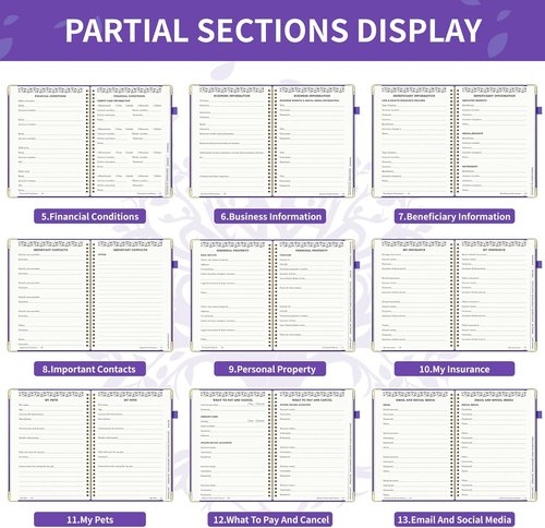 End of Life Planner - Spiral Estate Planning Organizer for Seniors | Large Print, 7.9"x10.4", Purple