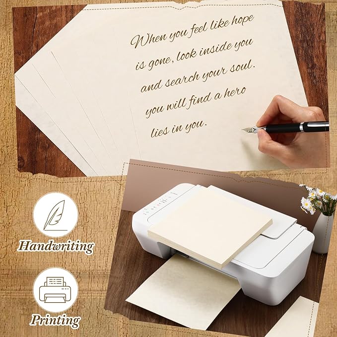 Epakh 200 Sheets Old Age Parchment Paper 8.5 x 11 Inch Standard Letter Vintage Colored Old Parchment Semblance Double Side Printing Paper(Light Gray)