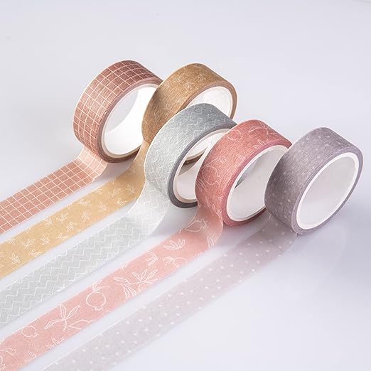 DIVERSEBEE Pastel Washi Tape Set, 5 Rolls Decorative Scrapbook Tape, Cute Craft Tape, Scrapbooking Bullet Journal Supplies, Bible Journaling, Planner Accessories, Gift Wrap Tape (Forest)