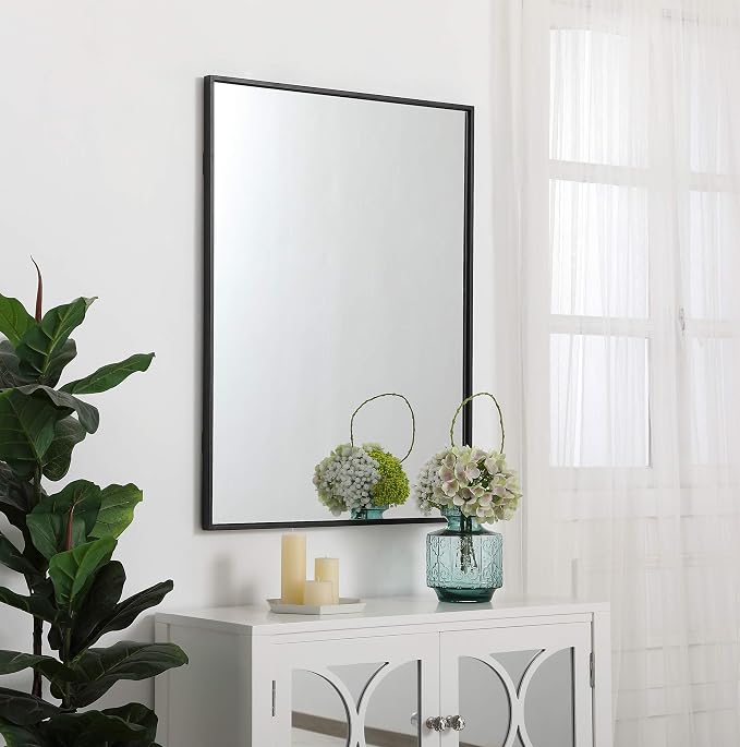 Elegant Decor Eternity 36" x 27" Contemporary Metal Frame Mirror in Black