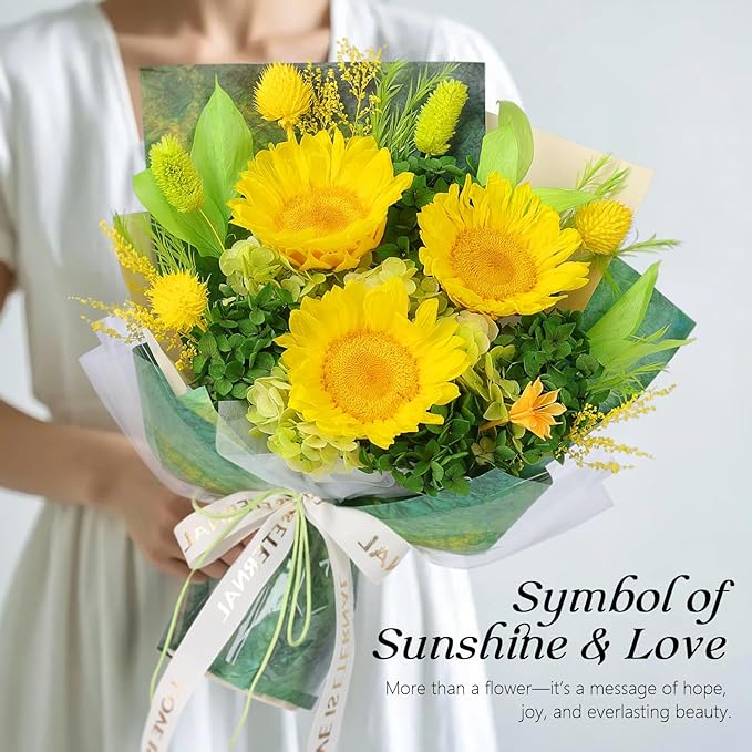 Preserved Sunflower Bouquet - Forever Flowers for Delivery, Long-Lasting Flower with Gift Box, Eternal flowers Bouquet for Mothers, Mom, Wife Anniversary Birthday Gifts for Women and Her