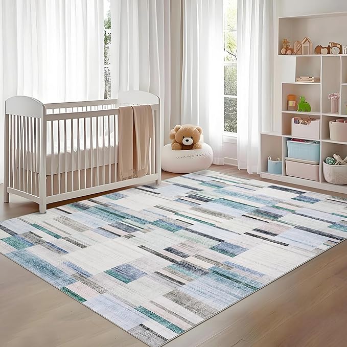 Large Area Rug 10x13 Rugs for Living Room Washable Rug Modern Non Slip Throw Rugs Bedroom Rug Soft Non Shedding Low Pile Stain Resistant Carpet for Dining Room Nursery Classroom 10'x13'