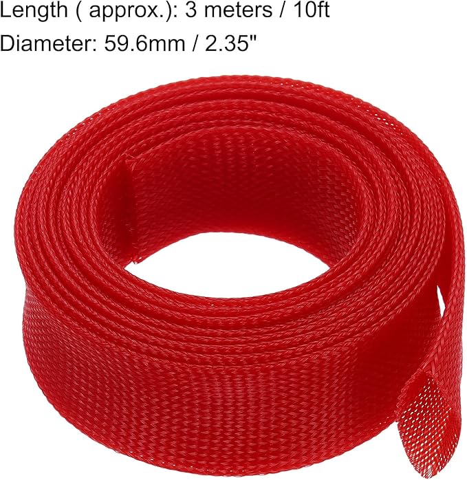 uxcell Expandable Sleeving,2 3/8-inch 10ft Cable Sleeve, Red