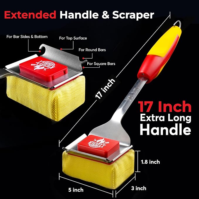 Kicott Grill Brush Bristle Free - Safe Grill Brush for Outdoor Grill, SteamWizards BBQ Grill Cleaning Brush Kit, Replaceable Head Fire Resistant Grill Scraper Tool, Dishwasher Safe, Gift for Men/Dad