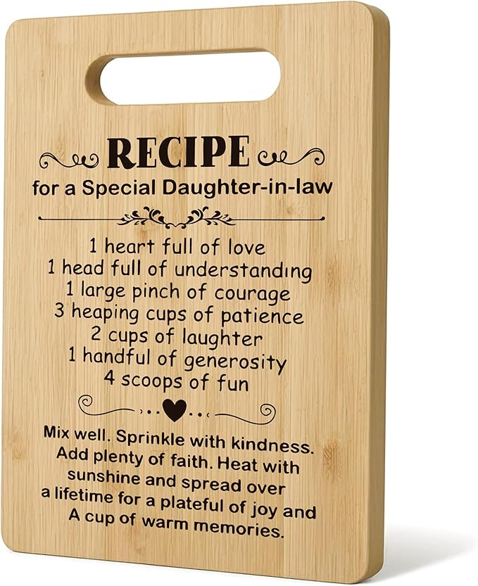 Daughter in Law Gifts Cutting Board, Gifts for Daughter in Law, Daughter in Law Gifts for Christmas, Daughter in Law Gifts from Mother in Law, Daughter in Law Bamboo Cutting Boards for Kitchen