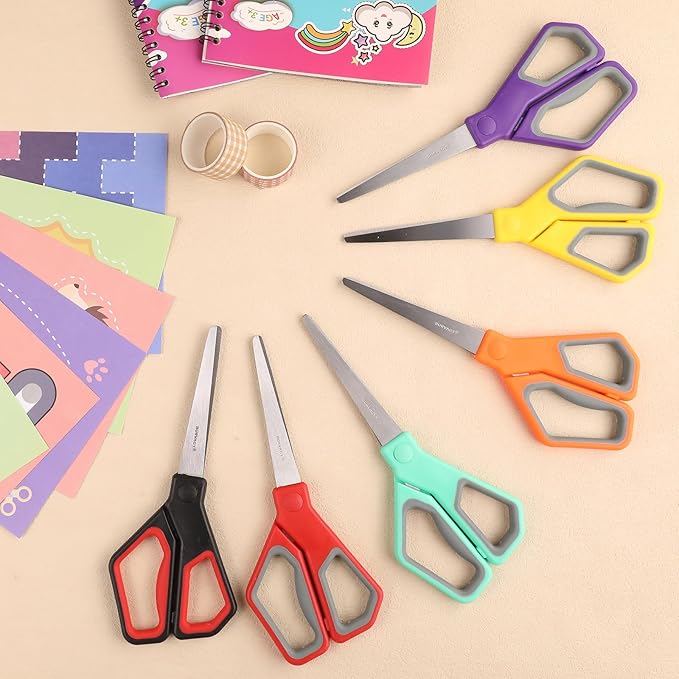 BURVAGY 30Pack 8" Scissors All Purpose, Heavy Duty Scissors with Ultra Sharp Blades Comfort Grip Handles - For Office Home School Sewing Fabric Crafts, High/Middle School Student Teacher Scissor