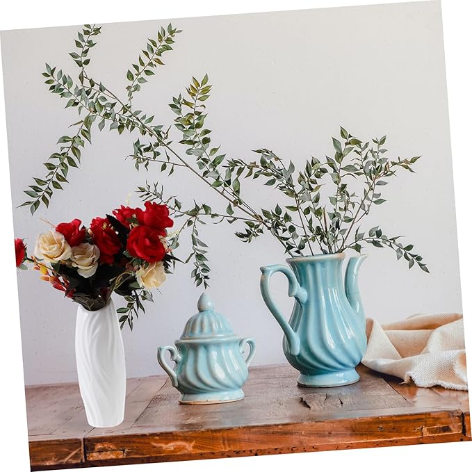 Uonlytech 4pcs Geometric Plastic Vases for Home Office Decor Elegant Centerpiece Flower Storage Containers Lightweight Modern Design for Desktop Balcony Table