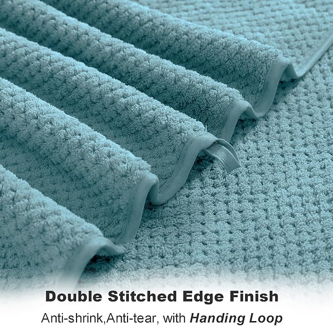 Smuge 8-Piece Turquoise Bath Towel Set, 2 Extra Large Bath Towel Sheets, 2 Hand Towels and 4 Washcloths - Highly Absorbent Quick Dry Microfiber,Ultra Soft Towel Set for Bathroom, Waffle Weave Design