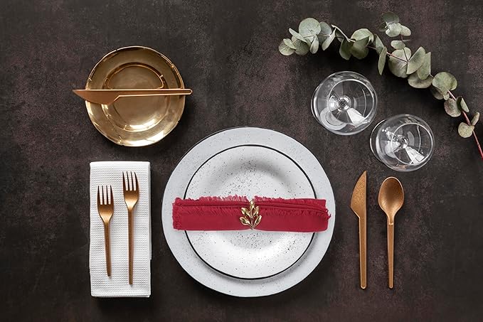 ACCENTHOME Red Cotton Linen Napkin Set of 12 18x18 inch Dinner Napkins - Washable Soft Premium Hotel Quality Reusable Hemmed Edges Napkins Perfect Table Linens for Family Dinners, Weddings
