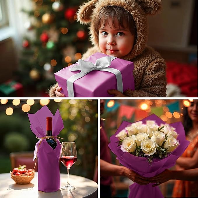 SANZIX 150 Sheets Purple Tissue Paper for Gift Bags Bulk 14x20 Inch - Purple Christmas Wrapping Tissue for Gifts, Bouquets, Wedding, DIY, Holiday Décor - Wrapping Paper Christmas Decorations