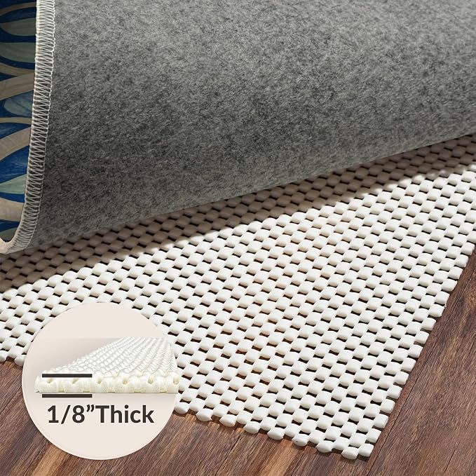 Flatwoven High Traffic Area Rug 8x10, Contemporary Striped Rug Clean Lines & Bold Hues, Non Slip, Stain Resistant, Washable Area Rugs for Living Room, Bedroom (Blue, 8x10)