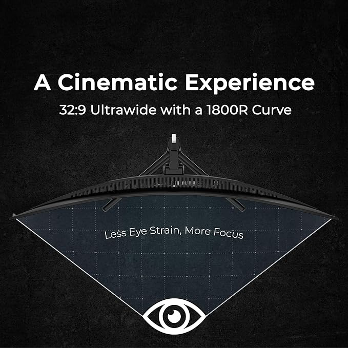 Deco Gear 49" Curved QD-OLED Ultrawide Monitor | 5120x1440 | 144Hz | HDR400 True Black | 0.03ms | FreeSync Premium | 100% sRGB | HDMI 2.1 | 90W USB-C | Built-in Speakers| Height Adjustable Stand