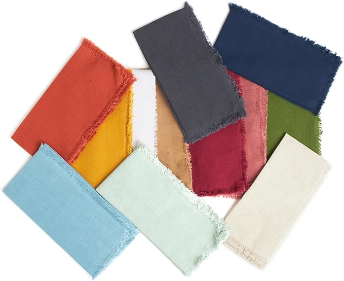 ACCENTHOME Mustard Cotton Linen Napkin Set of 12 18x18 inch Dinner Napkins - Washable Soft Premium Hotel Quality Reusable Hemmed Edges Napkins Perfect Table Linens for Family Dinners, Weddings