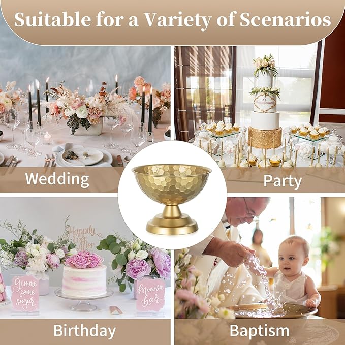 Sziqiqi Urn Vase Gold Centrepiece: 5.5in Small Vintage Vases Set for Table Decorations - Wedding Vase Elegant for Floral Arrangement - Metal Honeycomb Flower Pot for Party Reception Dinner Table