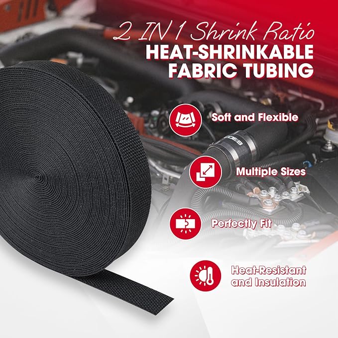 2 in 1 Heat Shrink Braided Sleeving Fabric Tubing-Ideal fit Irregular Shape Hose/Cable/Wire (1/2"(12mm), 60FT)