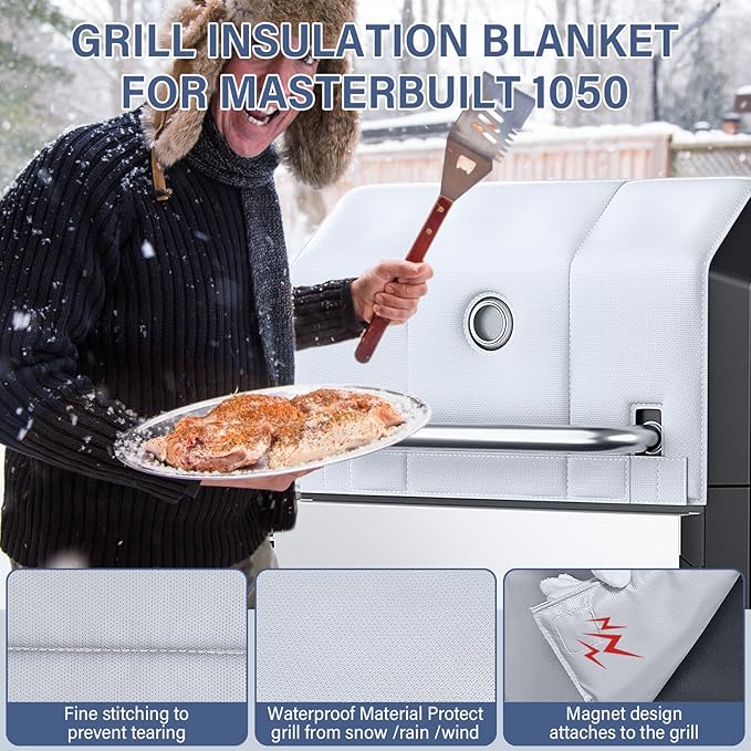 Grill Thermal Insulated Blanket for Masterbuilt Gravity Series 1050 Charcoal Grill, fits MB20041220 Gravity Series Grill Smoker Insulation Blanket for Winter Cooking
