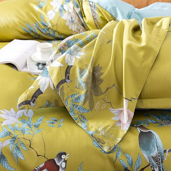 King Size Comforter Set Vintage Garden Floral Comforter Set Fluffy Soft Microfiber Boho Floral Bedding Comforter 3 Pieces Flower Birds Comforter Vintage Botanical Comforter King with 2 Pillowcases