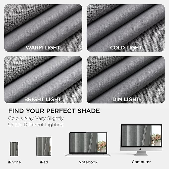 Joydeco Light Grey Blackout Curtains 120 Inches Long, Extra Long Curtains 120 Inch Length 1 Panel for Bedroom, Thermal Insulated Linen Black Out Curtains with Grommets(100x120, Light Grey)