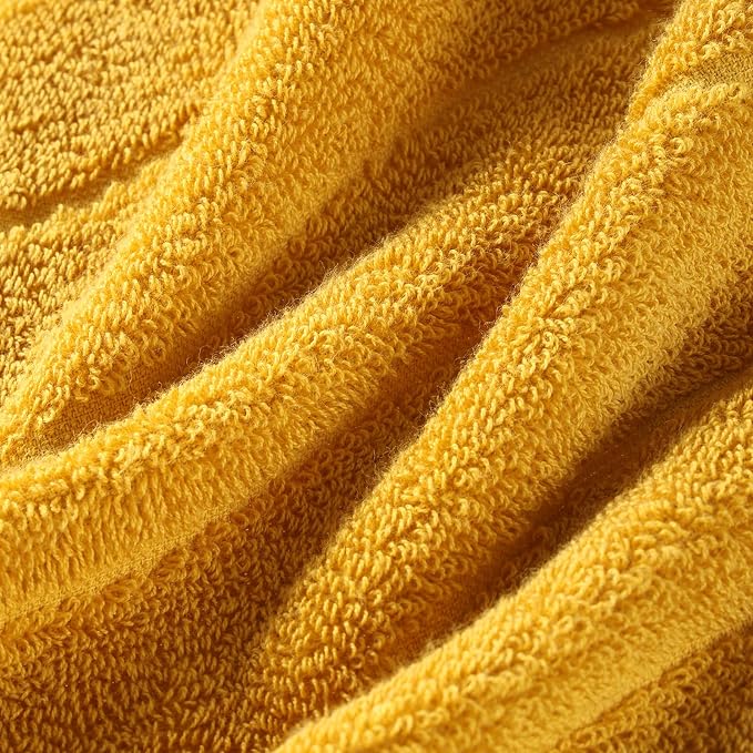 3 Pack Mustard Hand Towels Set, 100% Cotton Wavy Striped Jacquard Towels for Bathroom Kitchen 13.4 x 29.5 Inches (3 PCS Mustard)
