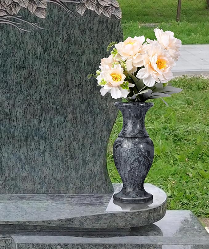 Natural Marble Cemetery Vases for Grave Heavy Headstone Vases for Cemetery is Used to Display Flowers and Artificial Flowers, Suitable for Decorating Cemeteries and Memorial Tombs
