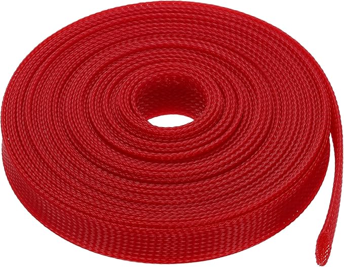 uxcell Expandable Sleeving,1 3/16-inch 25ft Cable Sleeve, Red
