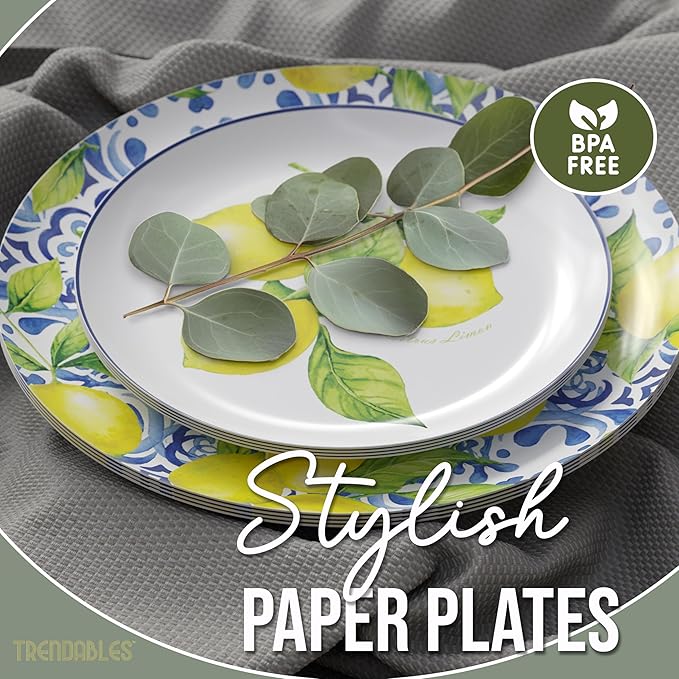Trendables Floral Paper Plates 40 Pcs Fancy Disposable Plates for Party Set - 20 Guests 20 X 8 Small Paper Plates Dessert Plates & 20 X Large Paper Plates 10 Inch Paper Plates Bulk | Tuscan