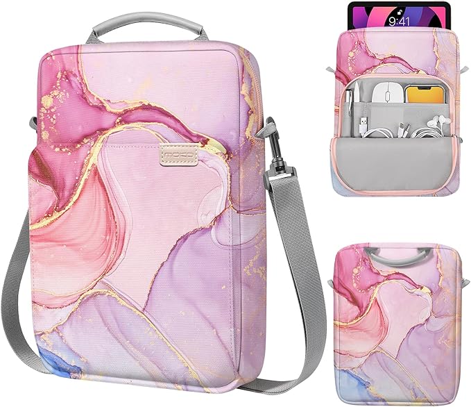 MoKo 9-11 Inch Tablet Sleeve Bag Handle Carrying Case with Shoulder Strap Fits 11inch iPadAir M3, iPad A16 2025, Pro 11", iPad 10/9/8/7th Gen, Tab S8/S9 11", Cloudy Pink