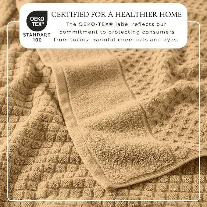 Great Bay Home Bath Towels - 100% Cotton 4 Pack 54x27 Bath Towel Set - Absorbent, Durable, Quick-Dry Towels for Bathroom (Sand)