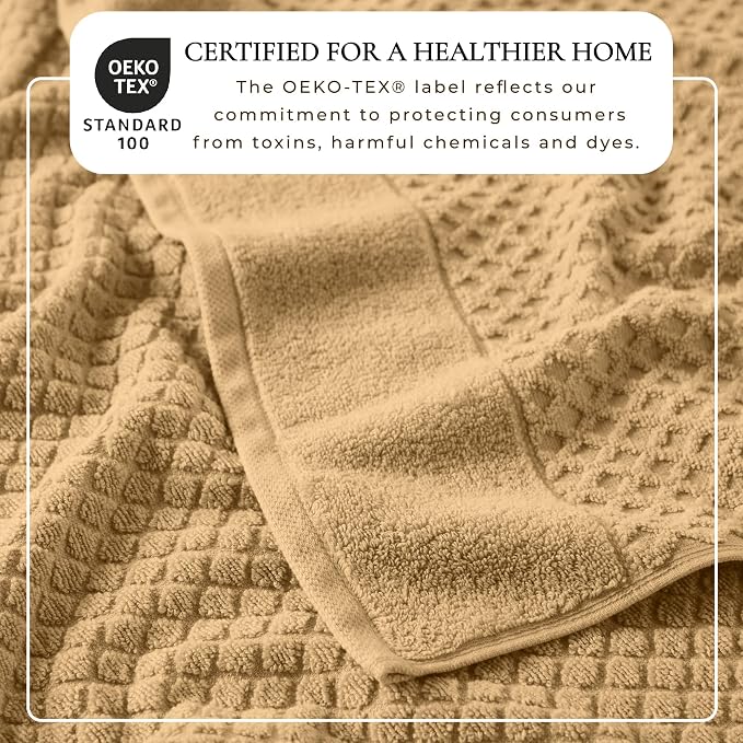 Great Bay Home Oversized Bath Sheets - 100% Cotton 2 Pack 68x35 Extra Large Towel - Absorbent, Durable, Quick-Dry Towels for Bathroom (Sand)