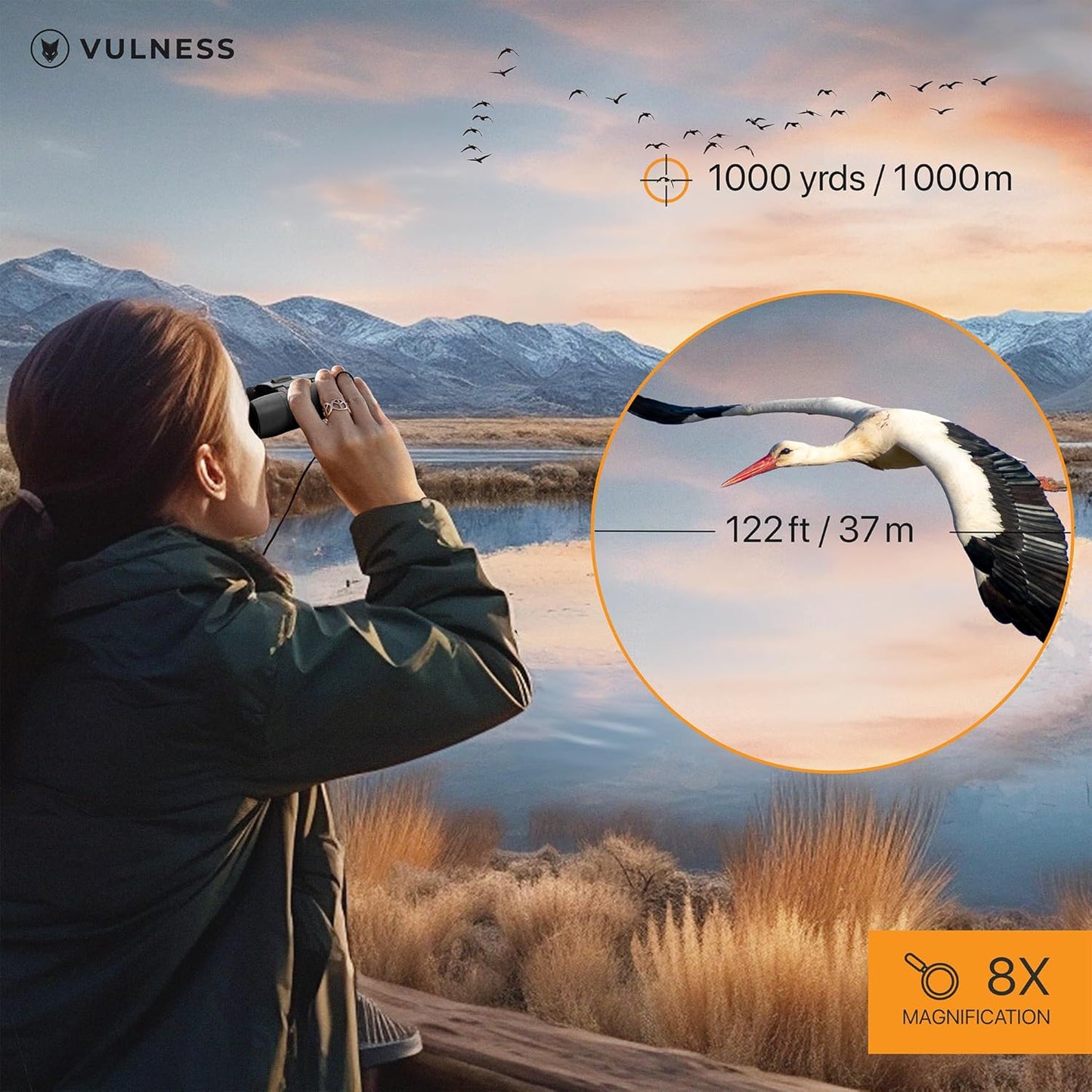 VULNESS Compact Travel Binoculars - High Powered 8X21 for Bird Watching & Outdoor Adventures (Black)