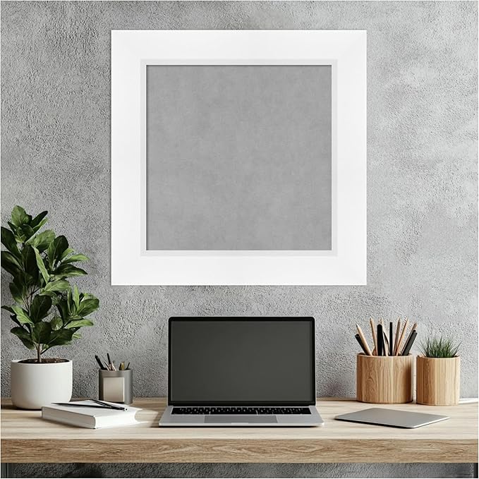 Amanti Art White Framed Magnetic Board 21x21 Small Vision Board for use with Magnets, 100% Metal Sheet to Display Items as Office Decor or for Home Organization in mudroom, Kitchen or Kids Room