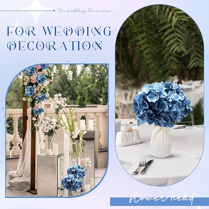 Unittype Silk Hydrangea Artificial Flowers Heads with Stems Faux Hydrangea Flowers for Wedding Centerpieces Bouquets DIY Floral Decorations for Home Indoor(Haze Blue,100 Pieces)