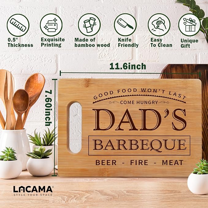 Lacama Dad Gifts for Dad Birthday Gift for Dads Christmas Gifts from Daughter Son Bamboo Cutting Board