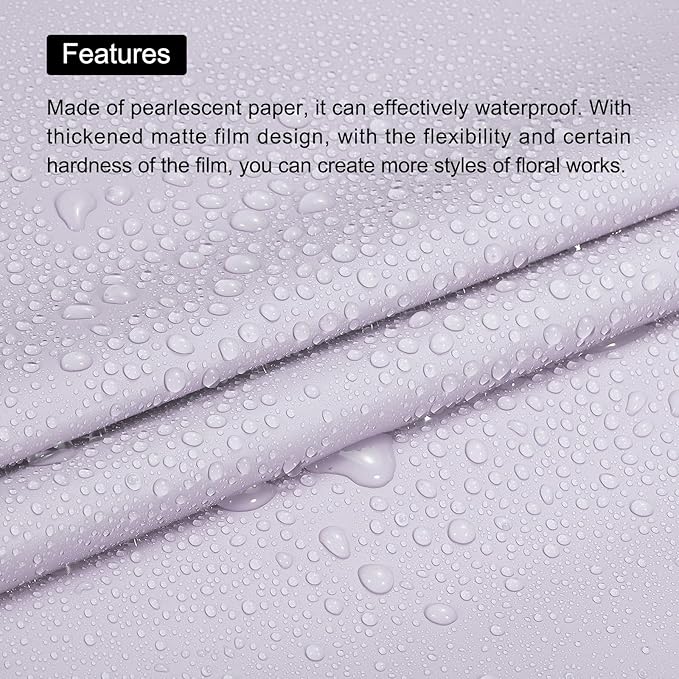 MECCANIXITY 19 Pcs Flower Wrapping Paper 22.8x22.8 Inch Waterproof Florists Wrapping Paper for Florist Bouquet Supplies, DIY Crafts, Gift/Gift Box Packaging Smoky Purple