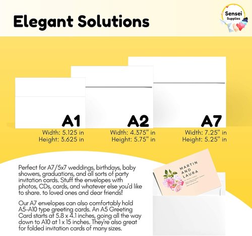 5x7 Envelopes by [Brand Name] - 110 White A7 Envelopes for Invitations - Perfect for Weddings & Events - Self-Seal Design