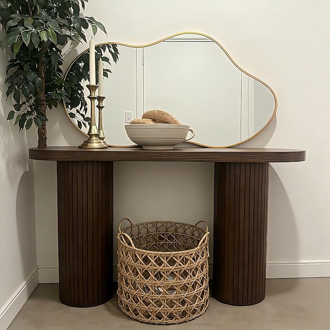 Irregular Wall Mirror 24×40 Inch Wall Mirrors Decorative Gold Modern Asymmetrical Abstract Mirror for Bathroom Bedroom Living Room Entryway Hallway