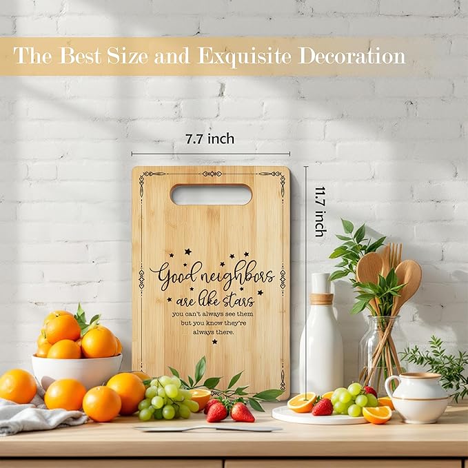 Neighbor Gifts Cutting Board, Best Neighbor Gifts, Gifts for Neighbors, Decorative Bamboo Cutting Boards for Kitchen