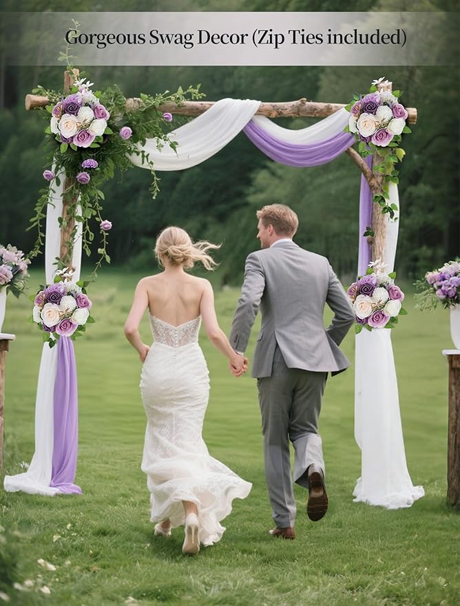 BLOSMON Artificial Flowers Ball Wedding Centerpieces 2 Pcs Lilac Rose Artificial Flower Center Pieces Decoration for Table Silk Kissing Ball Faux Floral Bouquet Arrangements for Home Party DIY Decor