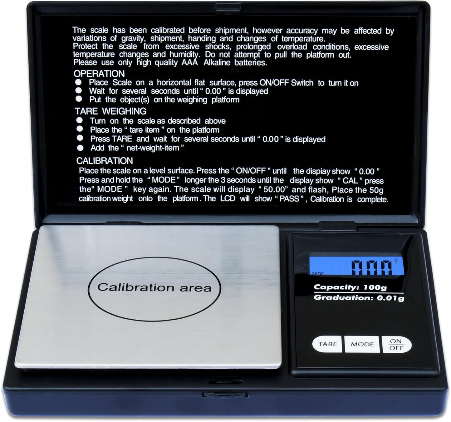 Weighmax Digital Pocket Scale - 100g Capacity with 0.01g Precision - Sleek Black Design