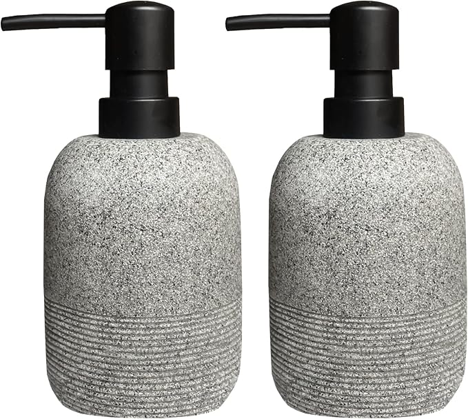 GalDal 2pcs/Set Grey Soap Lotion Dispenser with A Spare Pump,Liquid Hand Soap Dispenser Sets for Bathroom Countertop, Soap Dispenser for Kitchen.