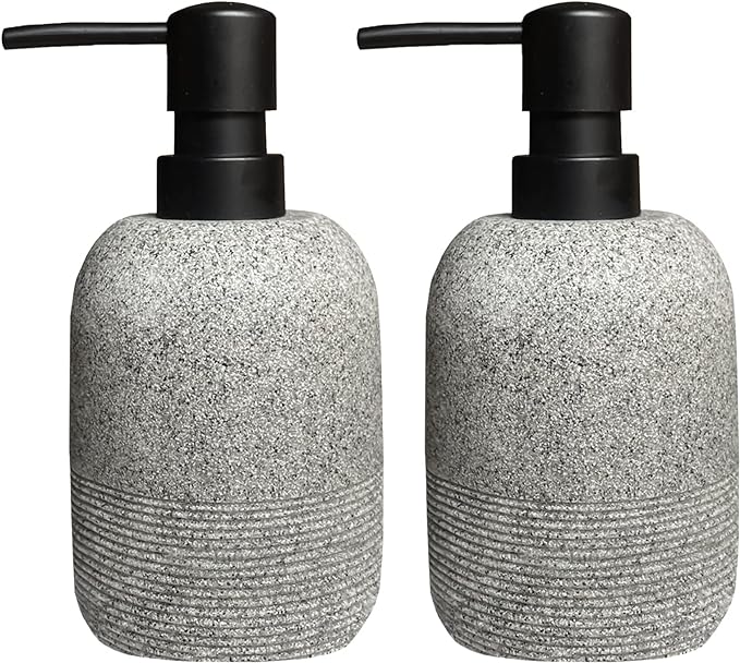 GalDal 2pcs/Set Grey Soap Lotion Dispenser with A Spare Pump,Liquid Hand Soap Dispenser Sets for Bathroom Countertop, Soap Dispenser for Kitchen.