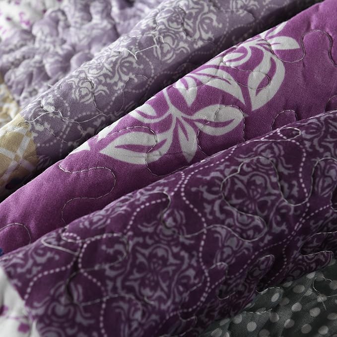 HoneiLife Quilt Set Twin Size - 2 Piece Microfiber Quilts Reversible Bedspreads Patchwork Coverlets Floral Bedding Set All Season Quilts, Late Spring