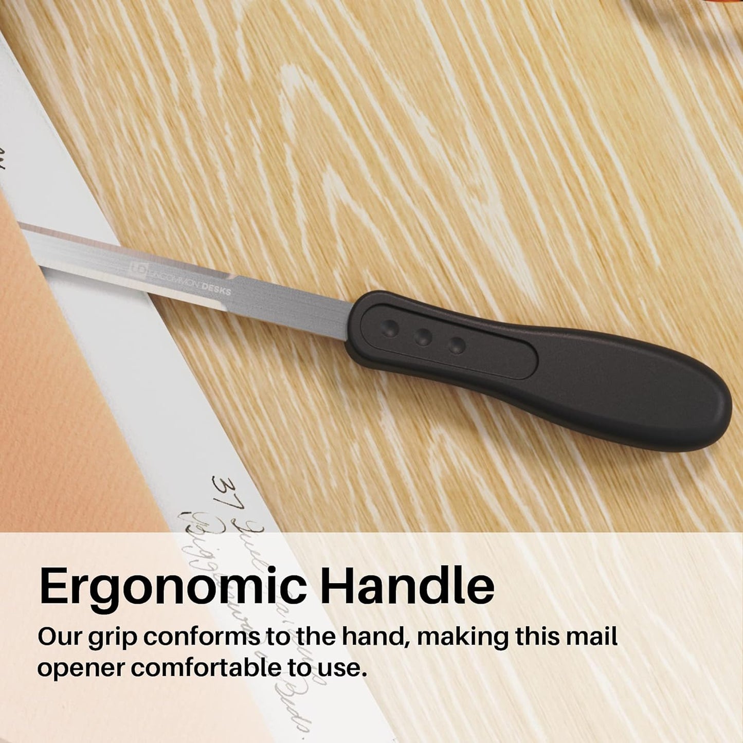Uncommon Desks Letter Opener - Ergonomic Stainless Steel Knife-Edge Blade | 6 Mixed Colors