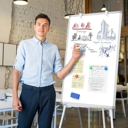 Large Magnetic Dry Erase Whiteboard Easel by [Brand Name] - 36" x 24" Portable & Adjustable for Home Office or Classroom